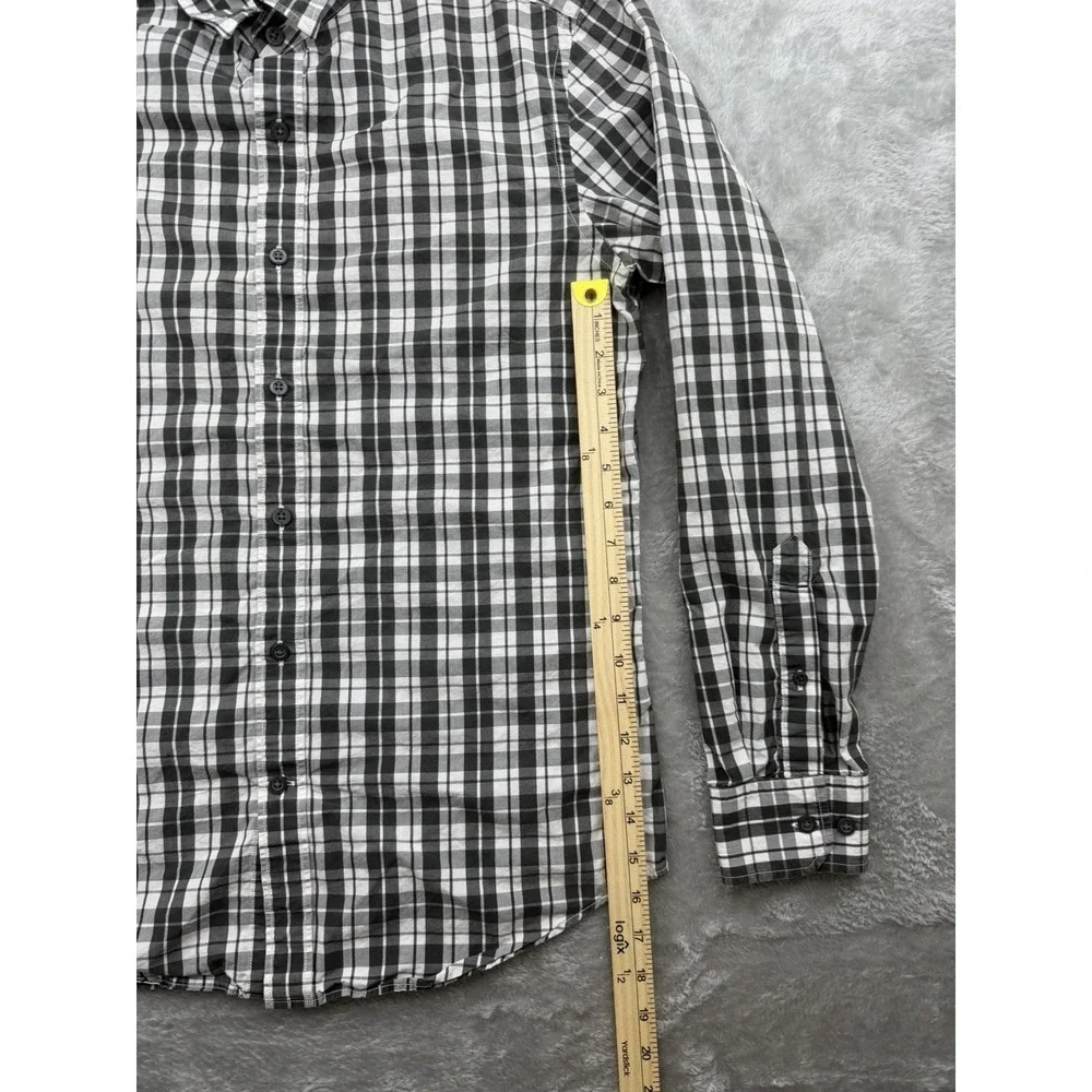 Banana Republic Soft Wash Tailored Slim Fit Shirt Men's Size M Plaid Black White